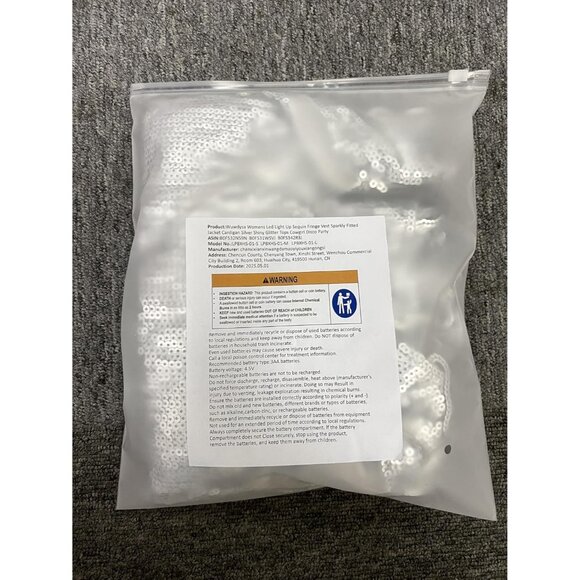 Womens LED Light Up Sequin Fringe Vest Sparkly Silver Disco Party Jacket Top - Picture 6 of 9